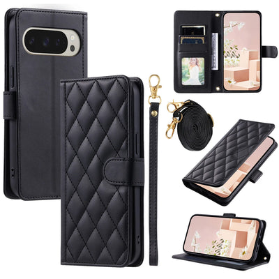 PureGuardCases Crossbody Leather Wallet Case for Google Pixel