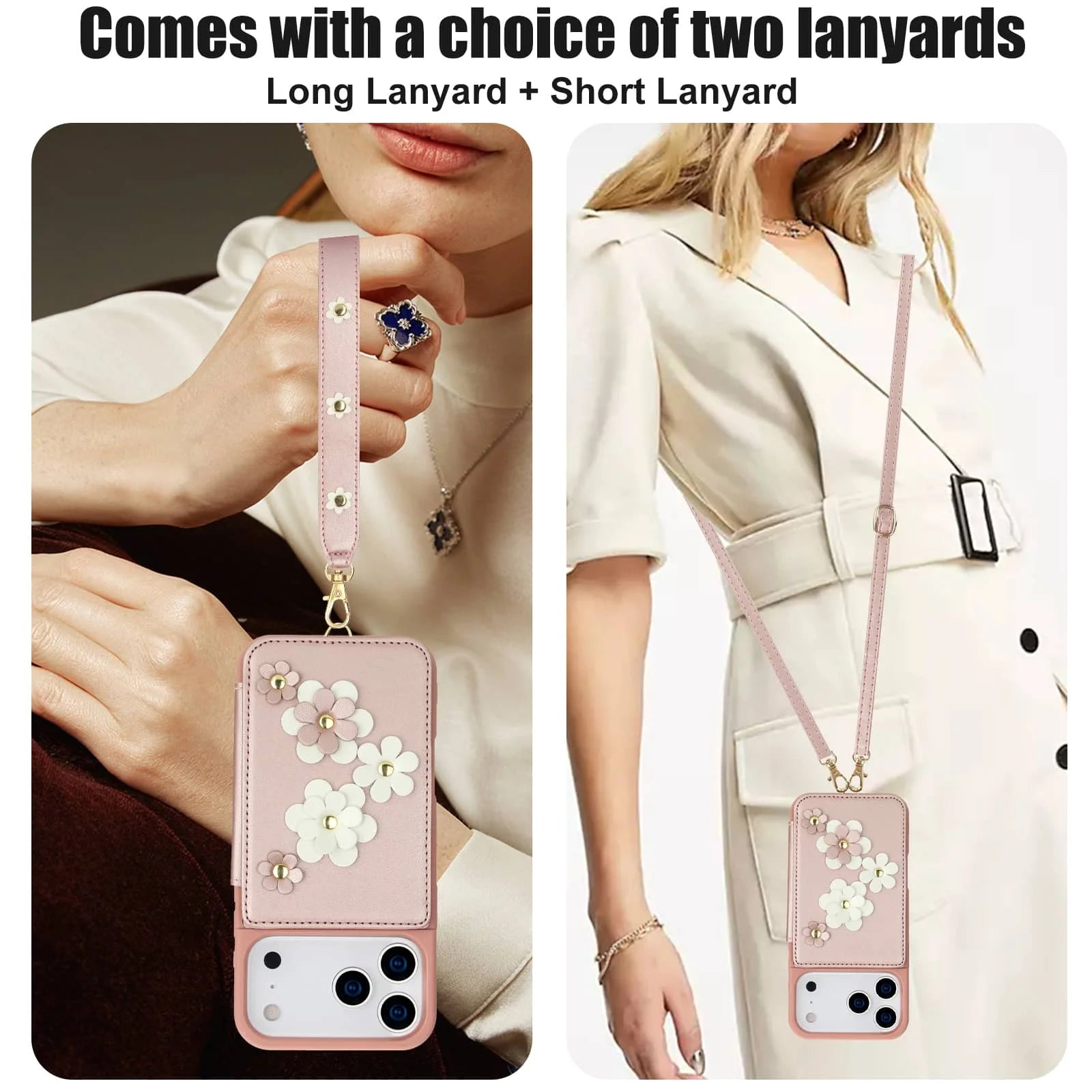 PureGuardCases Floral Crossbody Wallet iPhone Case – Magnetic Kickstand Card Holder Cover