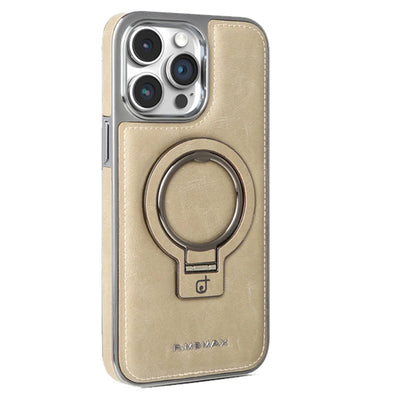 PureGuardCases Luxury PU Leather Stand iPhone Case – MagSafe Shockproof Cover