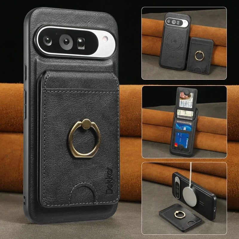 PureGuardCases 2-in-1 Detachable Leather Wallet Case for Google Pixel