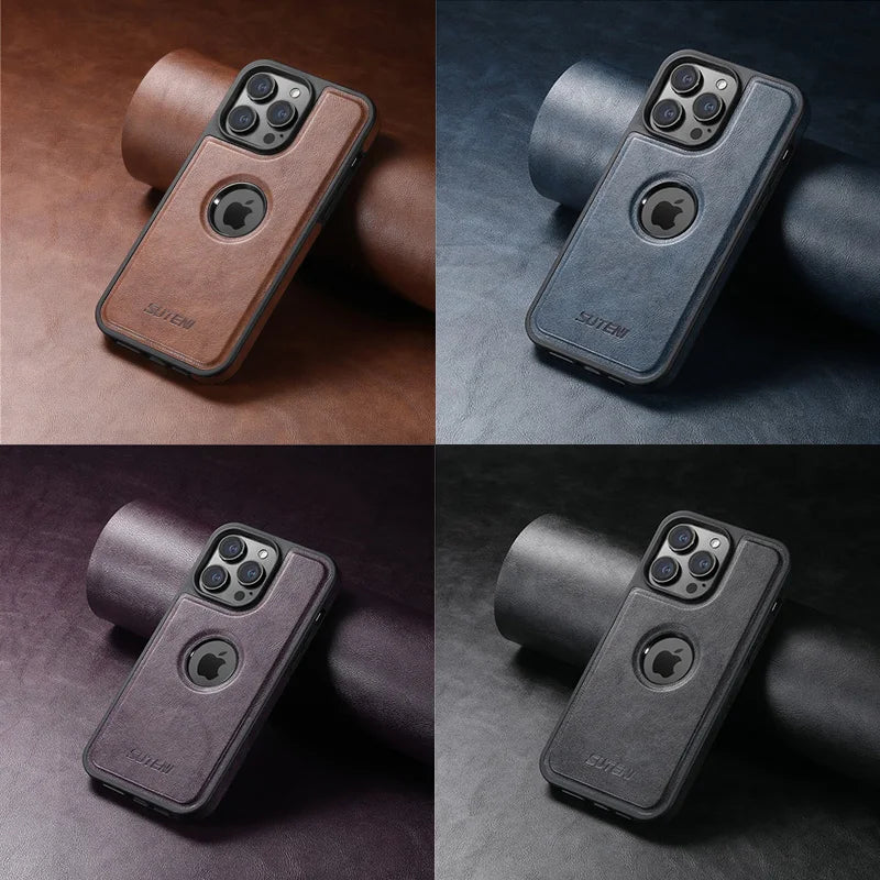 PureGuardCases Luxury Leather MagSafe iPhone Case – Magnetic Shockproof Cover