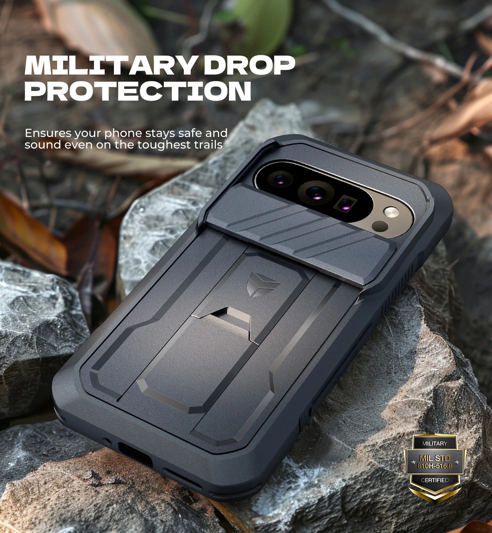 PureGuardCases Rugged Armor Case with Camera Cover for Google Pixel