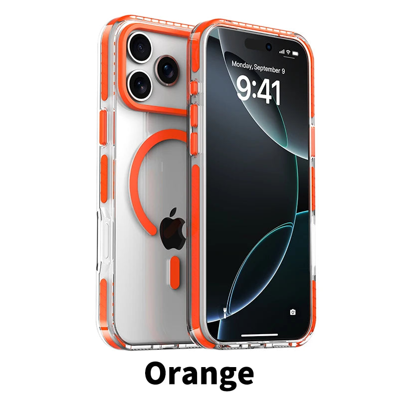 PureGuardCases Luxury PE Striped Clear iPhone Case – MagSafe Magnetic Cover