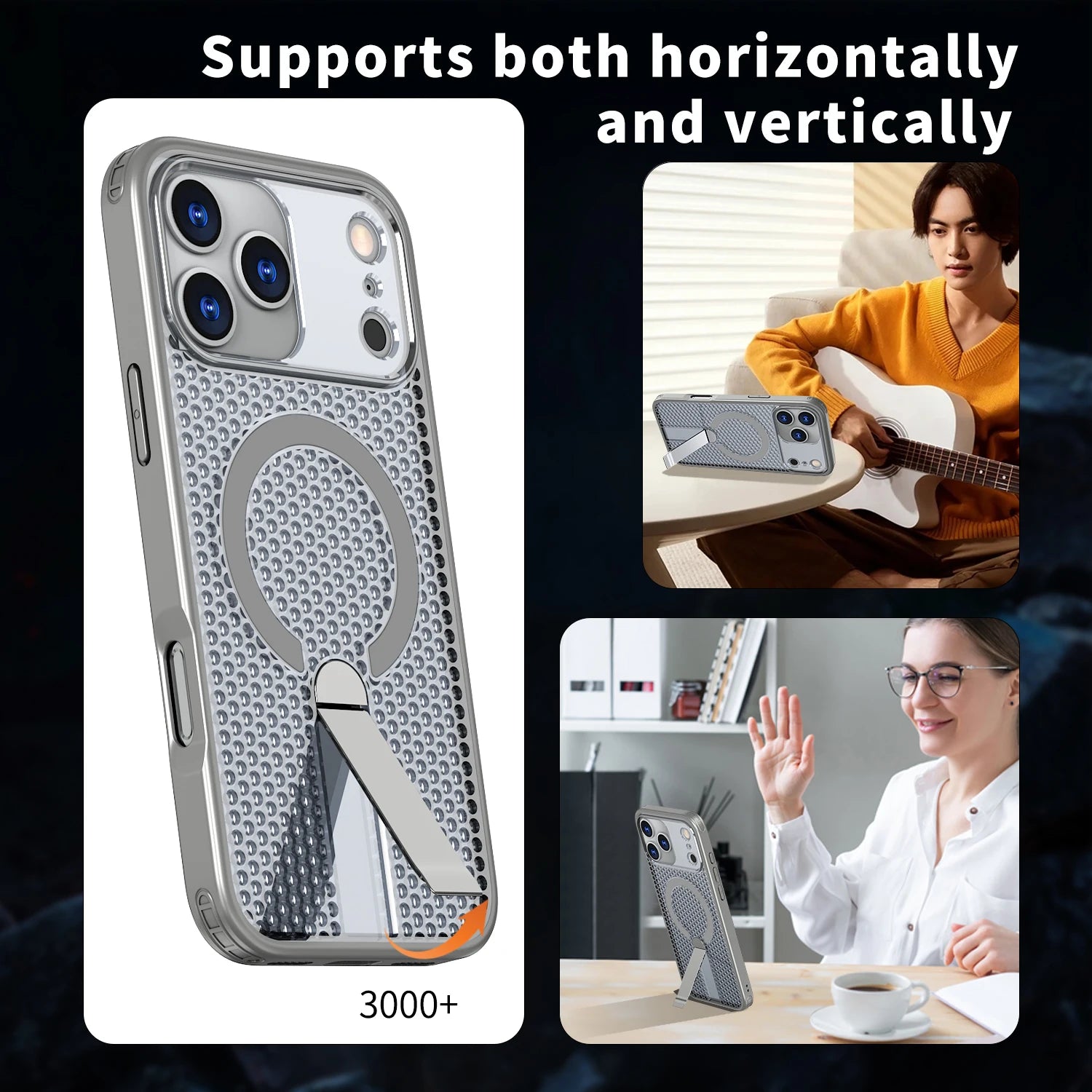 PureGuardCases Breathable Cooling Stand iPhone Case – MagSafe Rugged Magnetic Cover