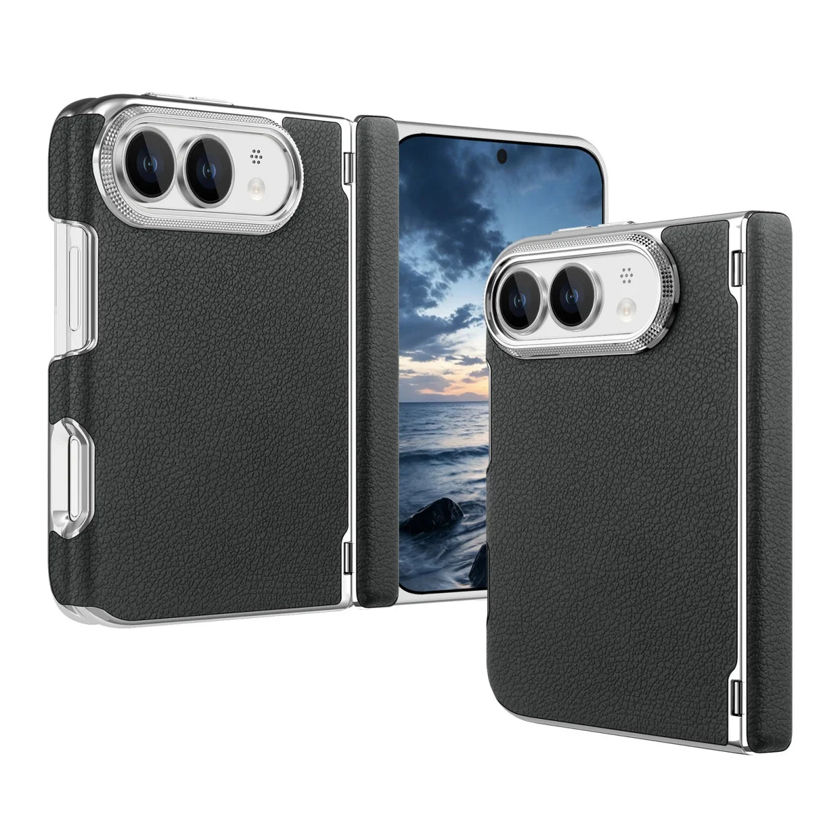 Lychee Leather Hinge Case for iPhone Duo, Magnetic Axle - Product View 8