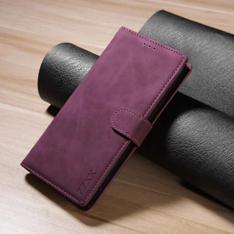 Wine red magnetic flip leather wallet case with wrist strap for Samsung Galaxy Note 20 Ultra, Note 10 Plus and Note 9