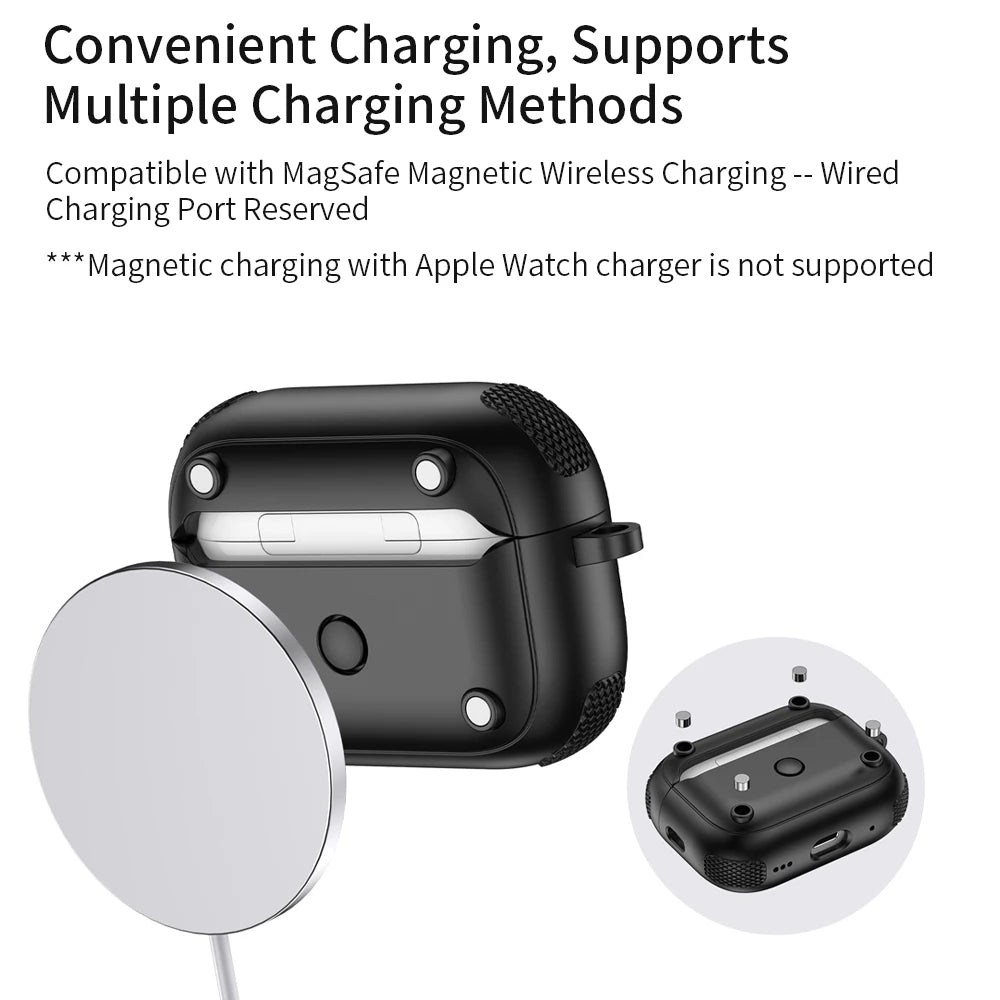 PureGuardCases Armor Lock Shockproof Case for AirPods