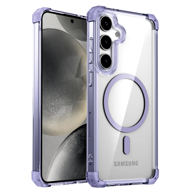 PureGuardCases Clear Magnetic Armor Case for Samsung Galaxy
