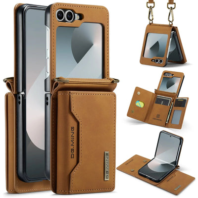 PureGuardCases Crossbody Leather Wallet Case for Samsung Galaxy Z Flip