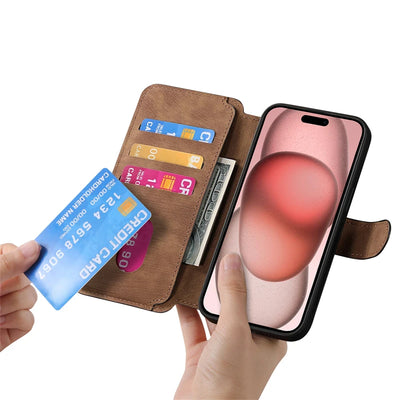 2-in-1 magnetic detachment showing the inner MagSafe phone case separating from the outer card wallet
