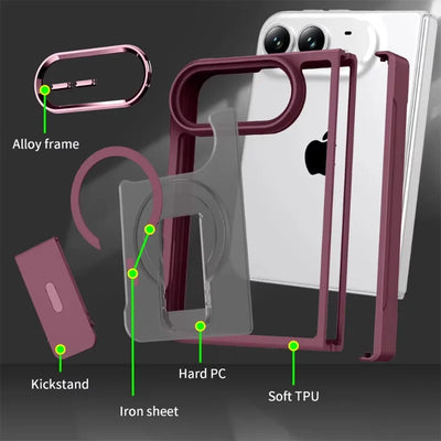 Hinge-Armor Frosted MagSafe Folding Kickstand Case for iPhone Duo - Product View 14