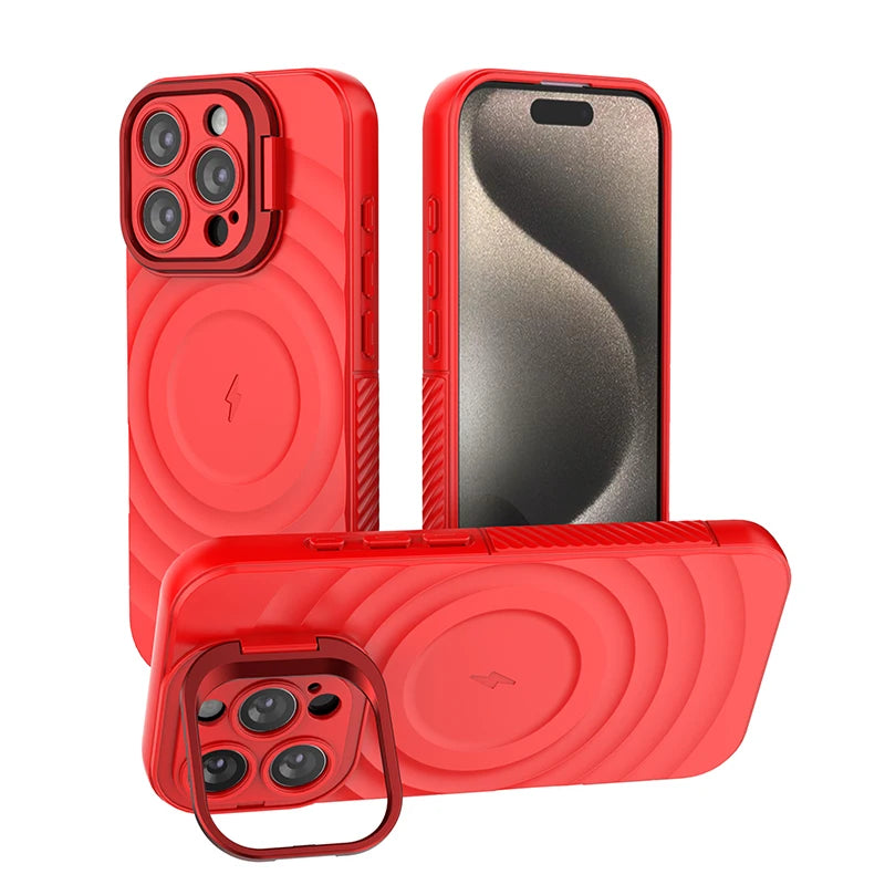 PureGuardCases Ripple Matte Armor iPhone Case – MagSafe Camera Stand Protective Cover