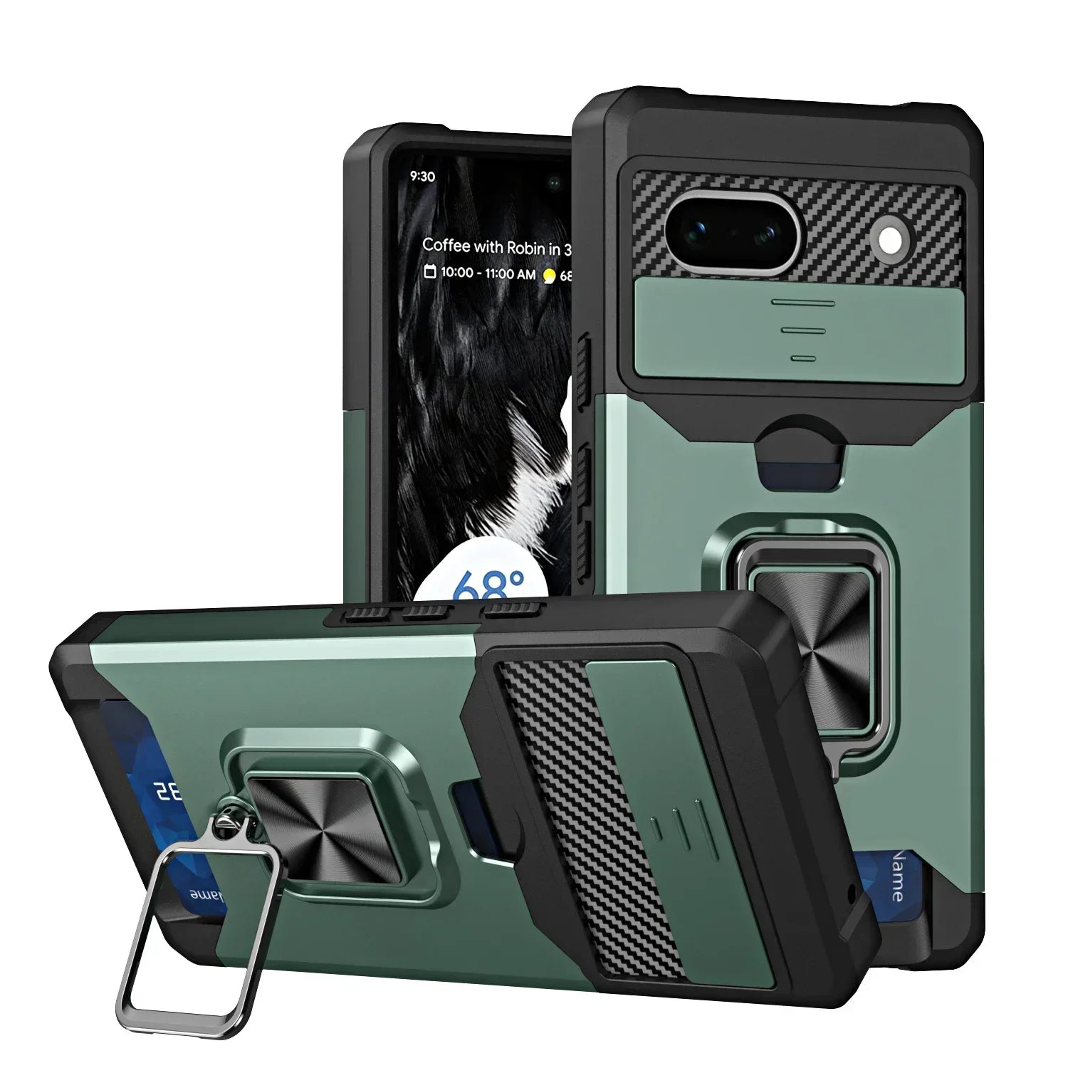 PureGuardCases Armor Ring Wallet Case for Google Pixel