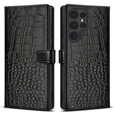 Crocodile Wallet Case Galaxy S22-S26, bezel view
