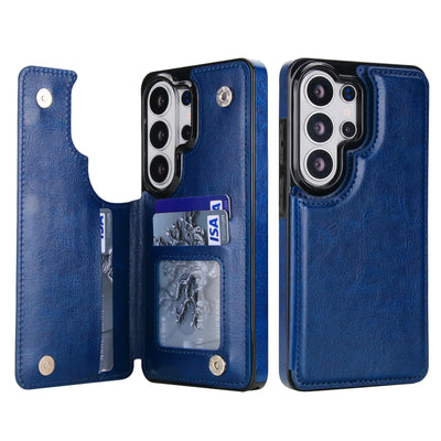 Double Button Wallet Case Galaxy S & A, Blue