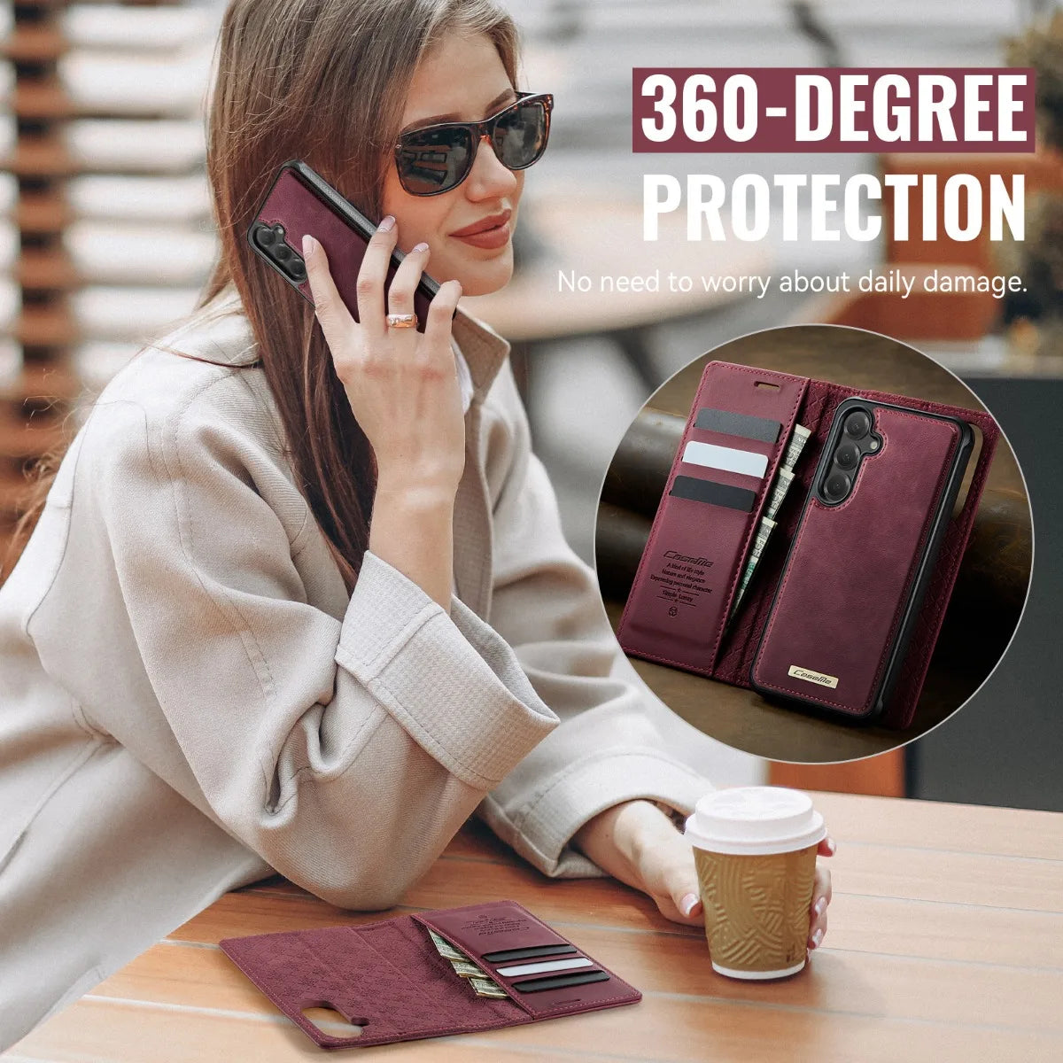 2-in-1 Detachable MagSafe Leather Wallet Case for Samsung Galaxy S & A - image 3