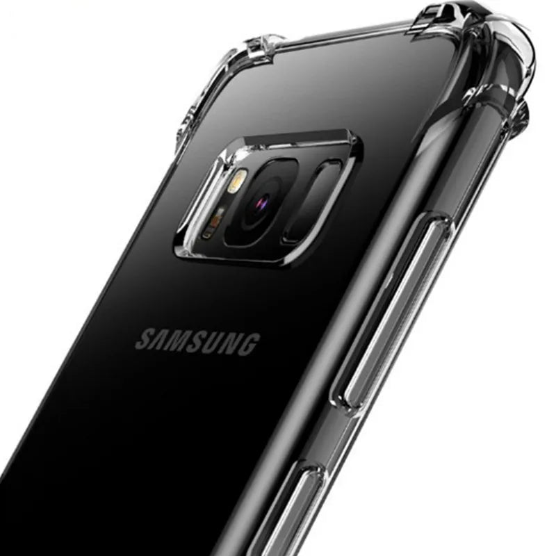 PureGuardCases Clear Shockproof TPU Case for Samsung Galaxy