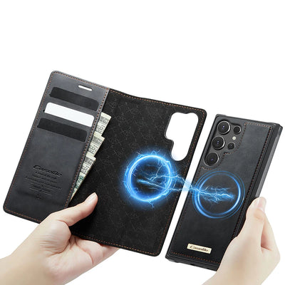 PureGuardCases Detachable Magnetic Wallet Leather Flip Case for Samsung Galaxy S20-S26 - MagSafe Book Cover