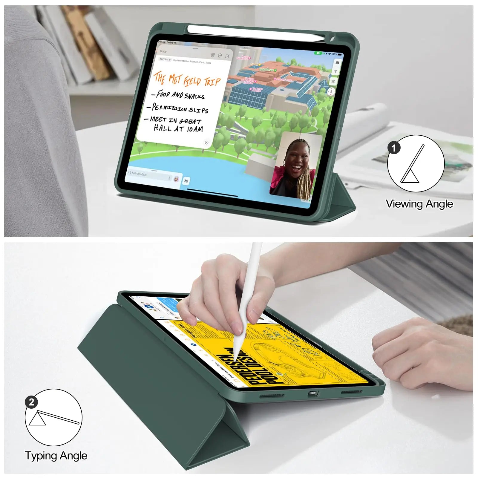PureGuardCases Smart Folio Case with Pencil Holder for iPad