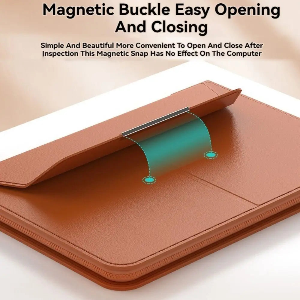 PureGuardCases Leather Laptop Sleeve with Stand for MacBook & Laptops