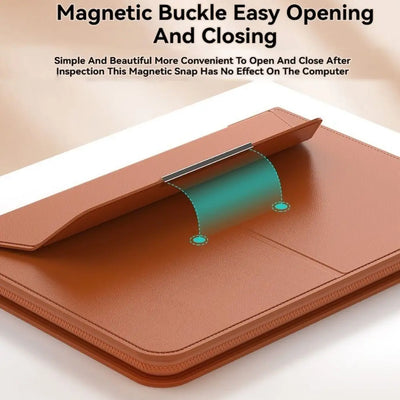 PureGuardCases Leather Laptop Sleeve with Stand for MacBook & Laptops