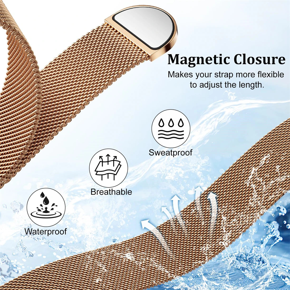 PureGuardCases Milanese Magnetic Band with Diamond Case for Apple Watch