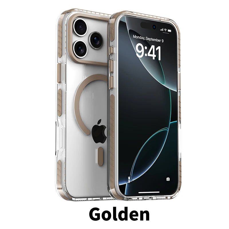PureGuardCases Luxury PE Striped Clear iPhone Case – MagSafe Magnetic Cover