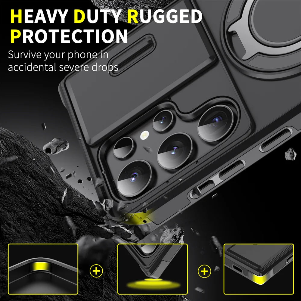 Slide Camera Cover Ring Stand Case for Samsung Galaxy S & A - Product View 6