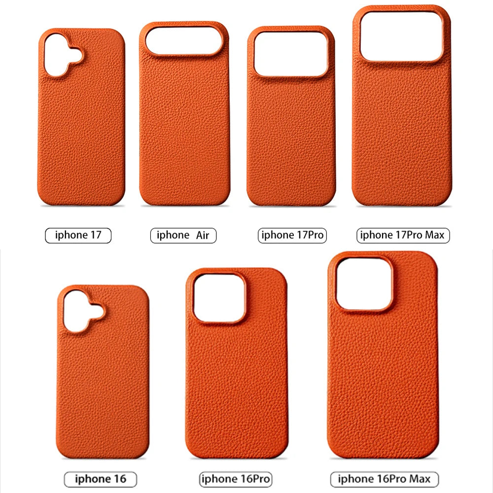 PureGuardCases Natural Cowhide Leather iPhone Case – Luxury MagSafe Magnetic Cover