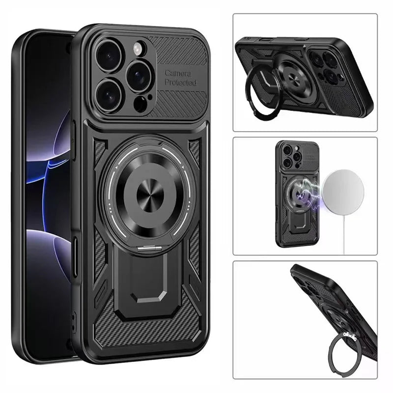 PureGuardCases 360° Rotatable Kickstand iPhone Case – MagSafe Shockproof Cover