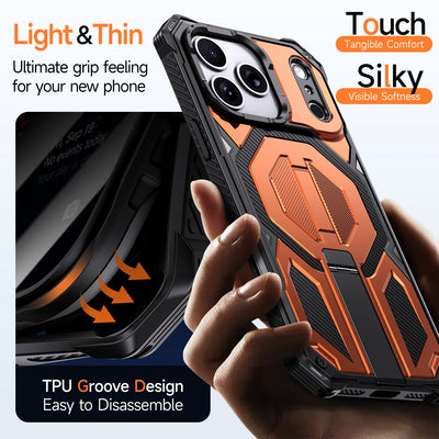 PureGuardCases Metal Stand Armor iPhone Case – MagSafe Shockproof Cover