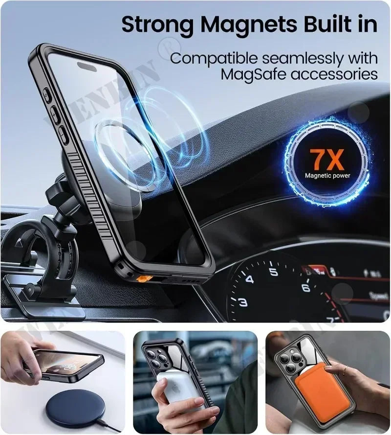 PureGuardCases IP68 Waterproof iPhone Case – Full Body MagSafe Shockproof Cover