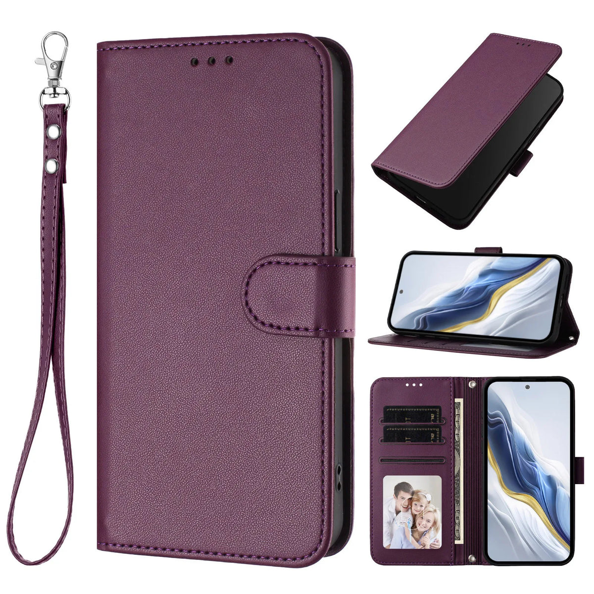 Lanyard Flip Wallet Case iPhone 11-18, Violet