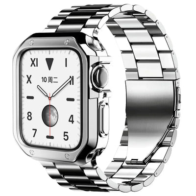 PureGuardCases Stainless Steel Band with TPU Case for Apple Watch