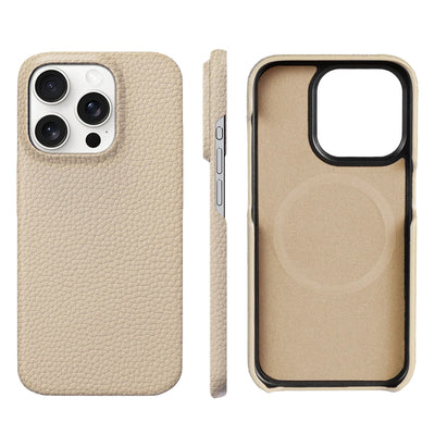 PureGuardCases Natural Cowhide Leather iPhone Case – Luxury MagSafe Magnetic Cover