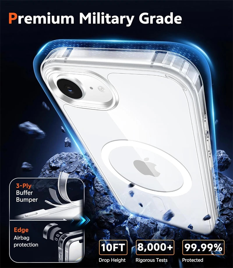 PureGuardCases Clear Magnetic iPhone Case – MagSafe Transparent Cover