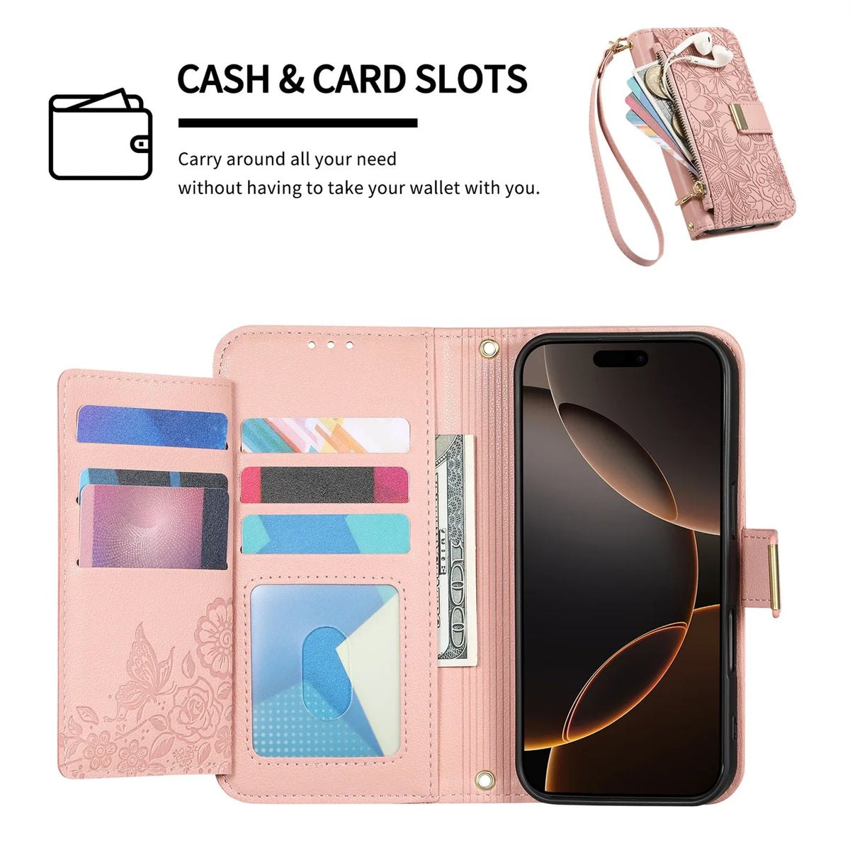 Zipper Crossbody Case iPhone 18 Pro/Max, zipper pocket