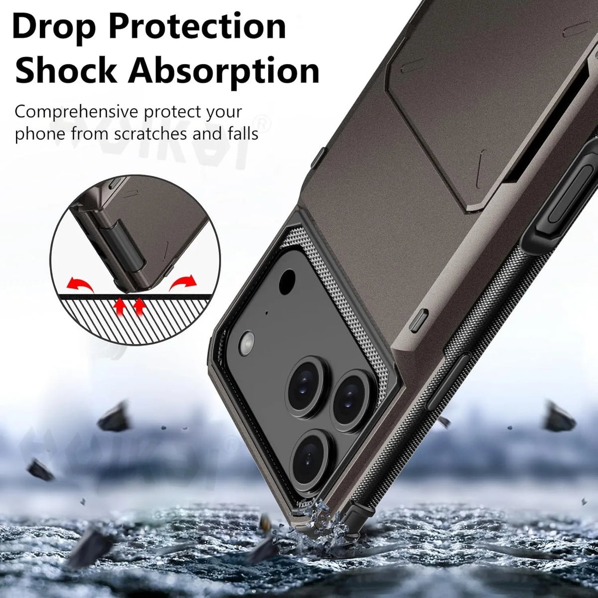 Heavy Duty Dual-Layer Slide Card Holder Armor Case for iPhone 11-18 - Product View 11