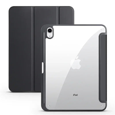 PureGuardCases Clear Back Trifold Case with Pencil Holder for iPad