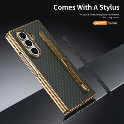 PureGuardCases Carbon Fiber Armor Case with S Pen Holder for Samsung Galaxy Z Fold