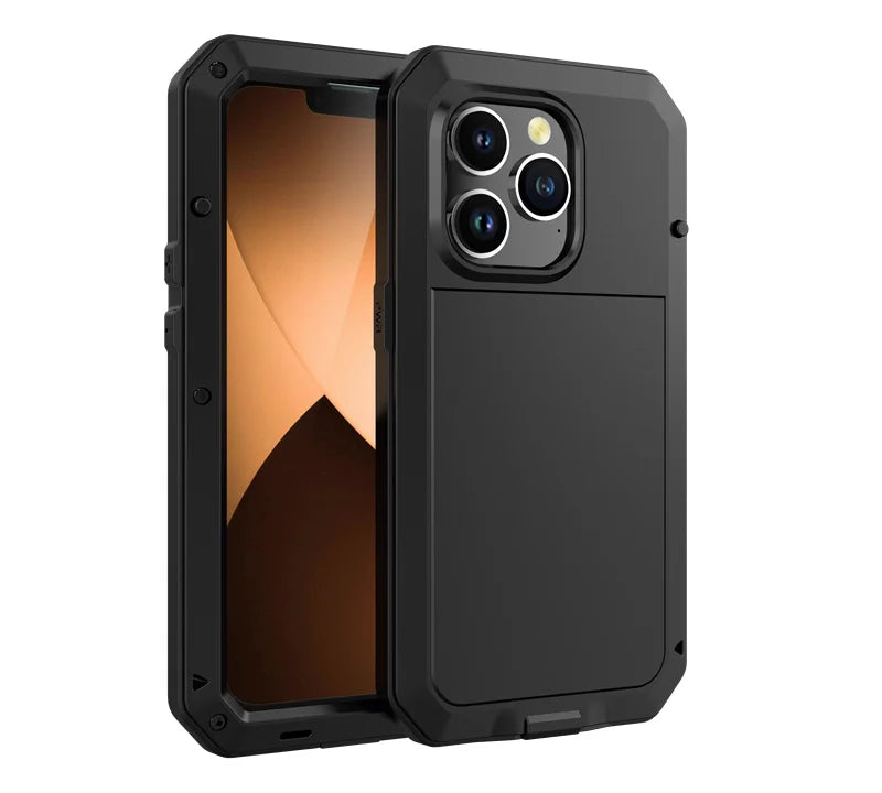 PureGuardCases IP54 Heavy Duty Metal iPhone Case – Gorilla Glass Shockproof Cover