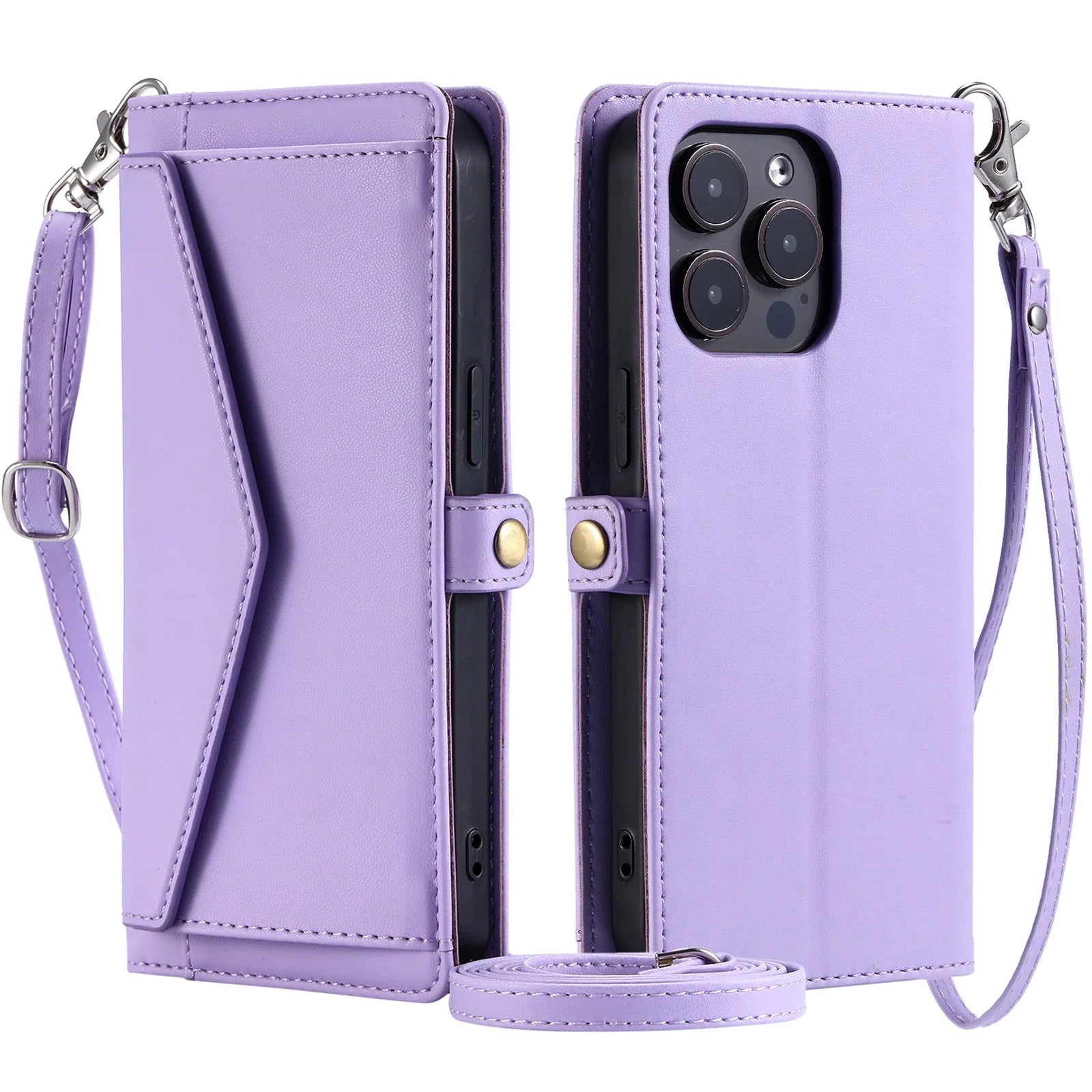 PureGuardCases Crossbody Leather Wallet iPhone Case – Card Pocket Shoulder Cover