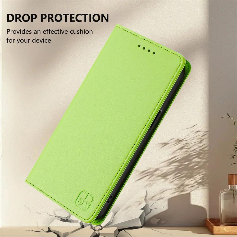 Light green magnetic leather folio flip wallet case for Samsung Galaxy A42 5G, A51, A32, A33, A52, A53 and A73, single view