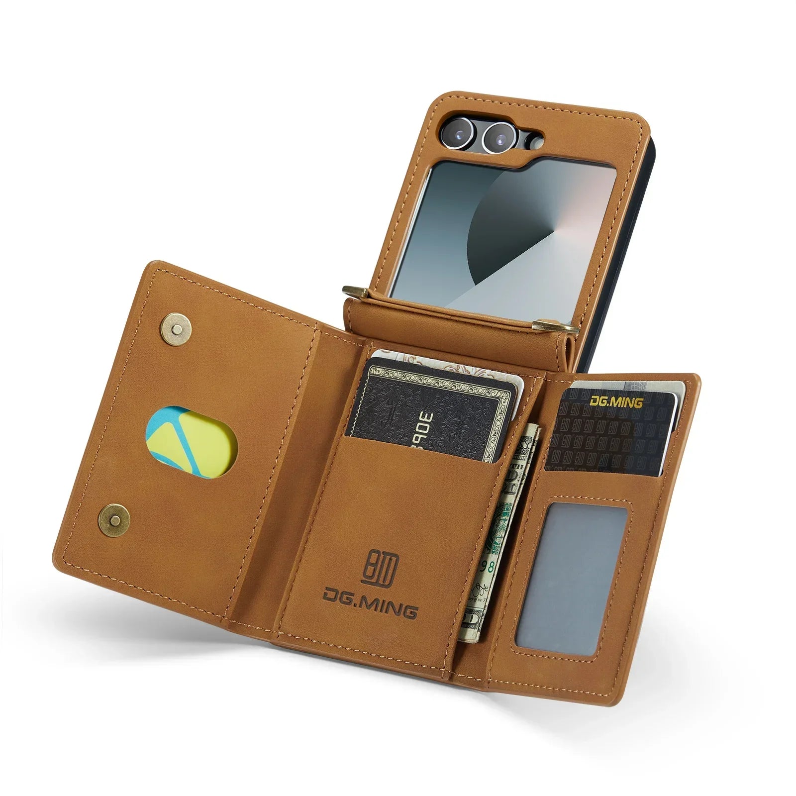 PureGuardCases Crossbody Leather Wallet Case for Samsung Galaxy Z Flip
