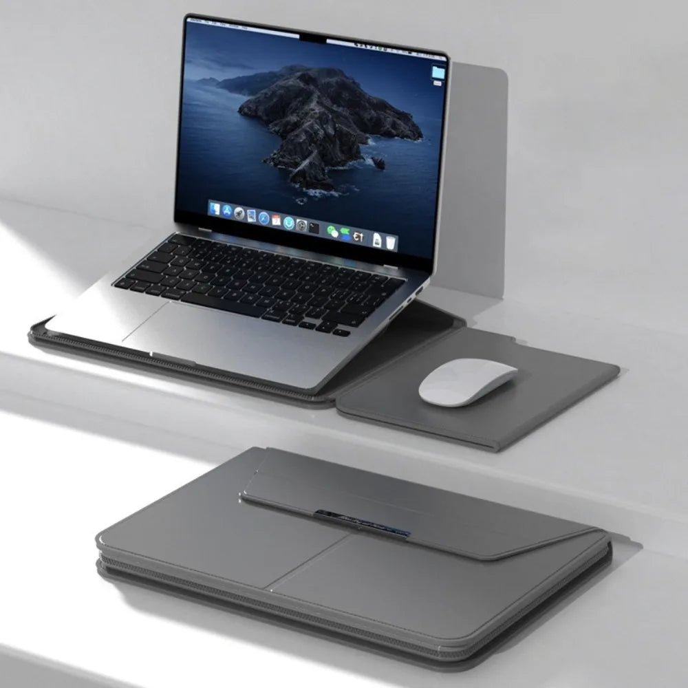 PureGuardCases Leather Laptop Sleeve with Stand for MacBook & Laptops