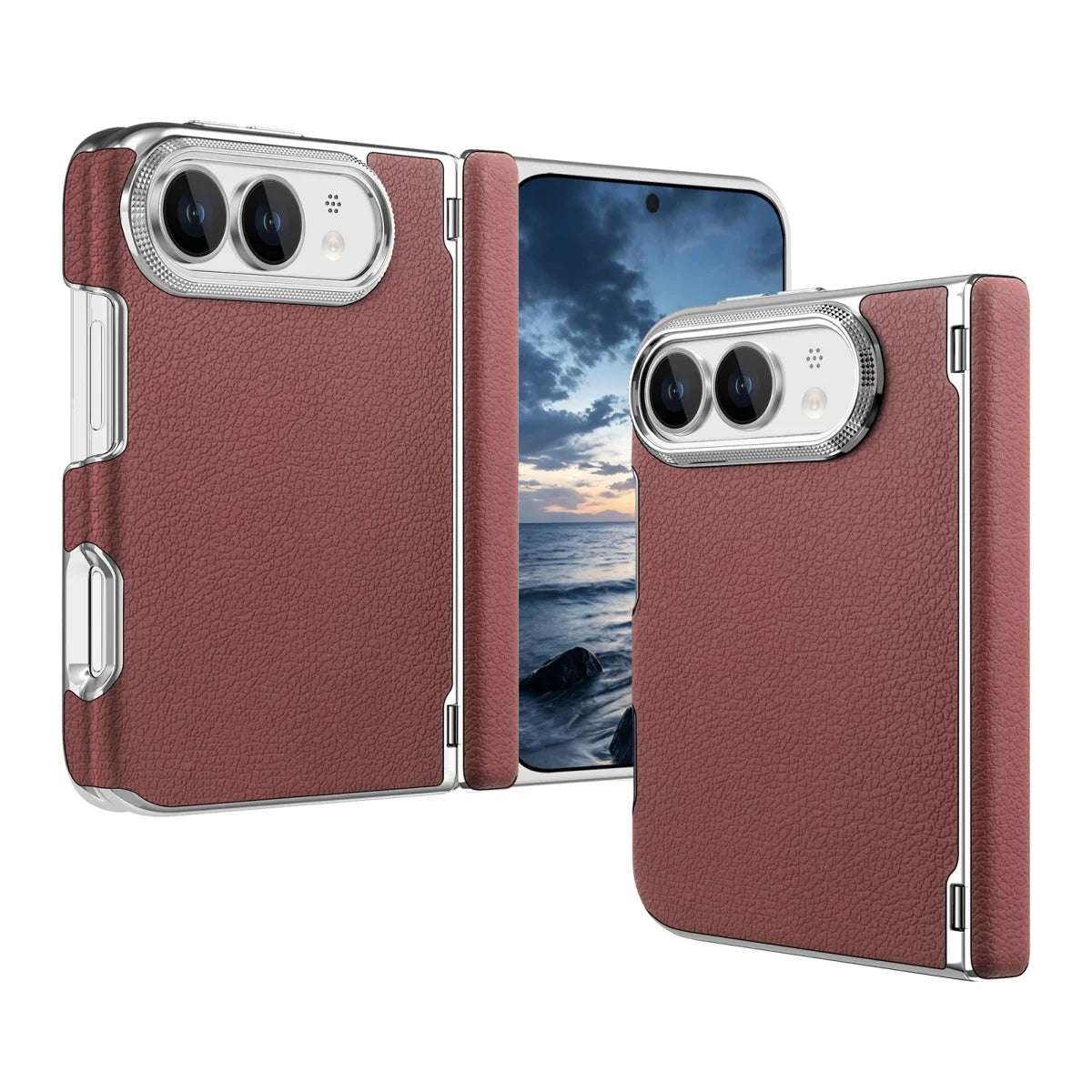 Lychee Leather Hinge Case for iPhone Duo, Magnetic Axle - Product View 9