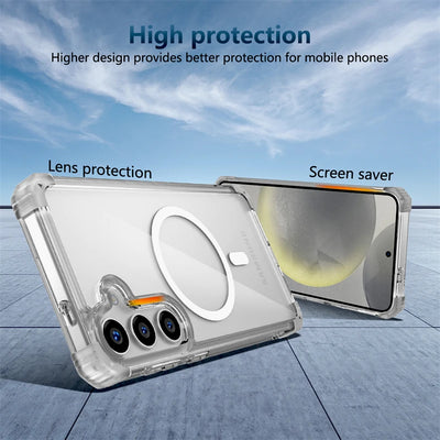 PureGuardCases Clear Magnetic Armor Case for Samsung Galaxy