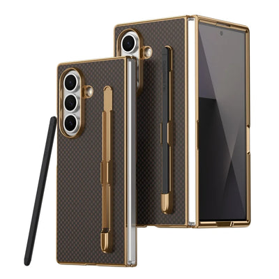 PureGuardCases Carbon Fiber Armor Case with S Pen Holder for Samsung Galaxy Z Fold