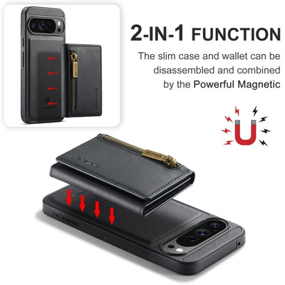 PureGuardCases 2-in-1 Magnetic Leather Wallet Case for Google Pixel