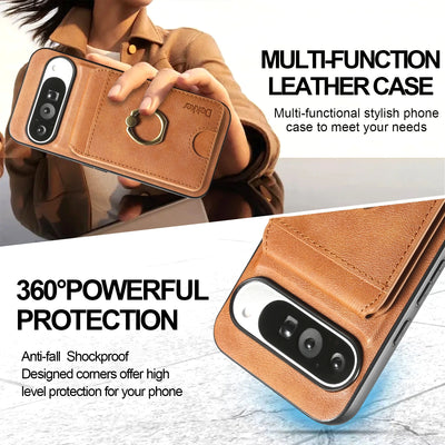 PureGuardCases 2-in-1 Detachable Leather Wallet Case for Google Pixel